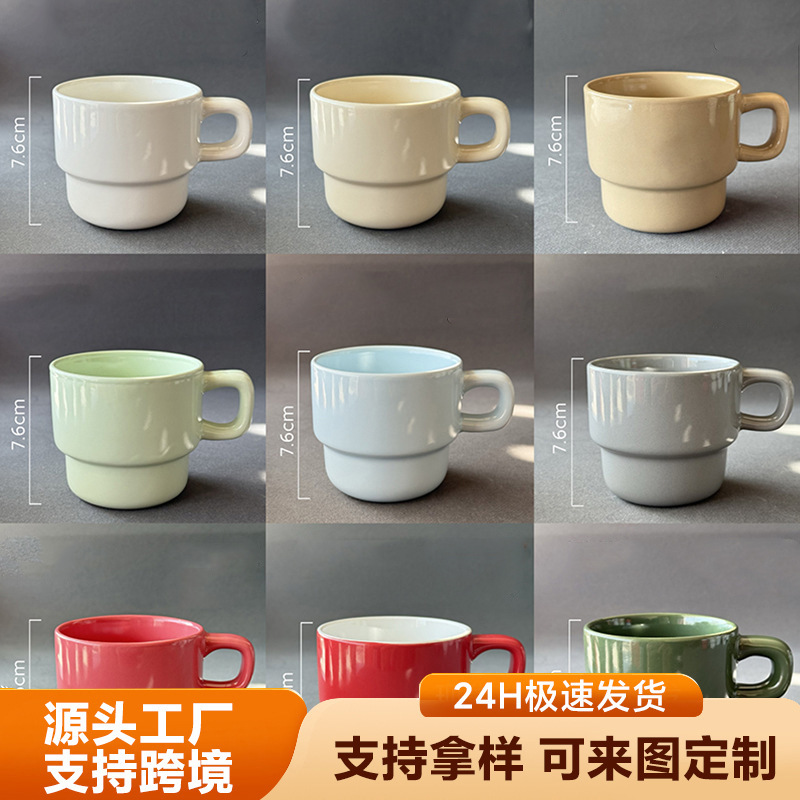 Taza apilable de cerámica creativa con diseño de cachorro, taza de café con logotipo personalizable, recuerdo con caja.