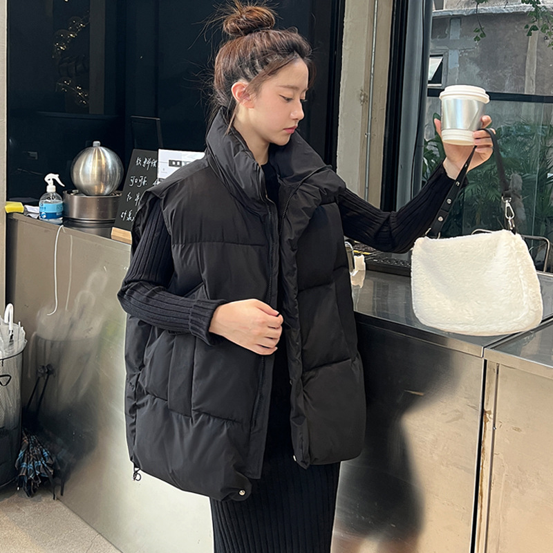 실제 촬영된 인터넷 유명 여성 조끼 2025 가을 겨울 신상 한국 스타일 니치 인스타 감성 다운 코튼 조끼/패딩 조끼/코트