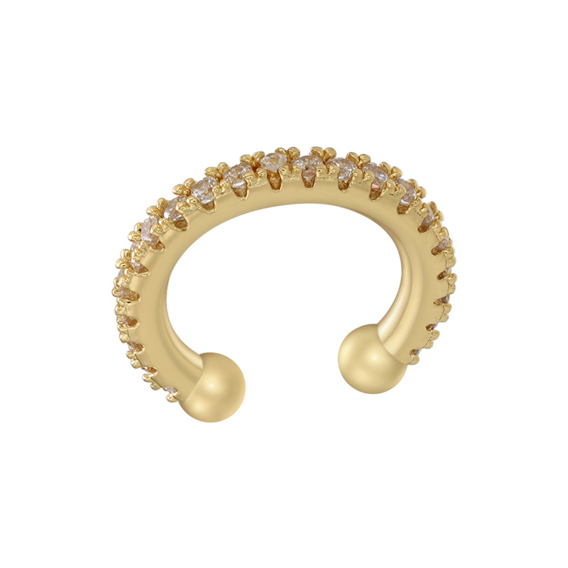 Simple Style C Shape Copper Gold Plated Zircon Ear clips 1 Pair