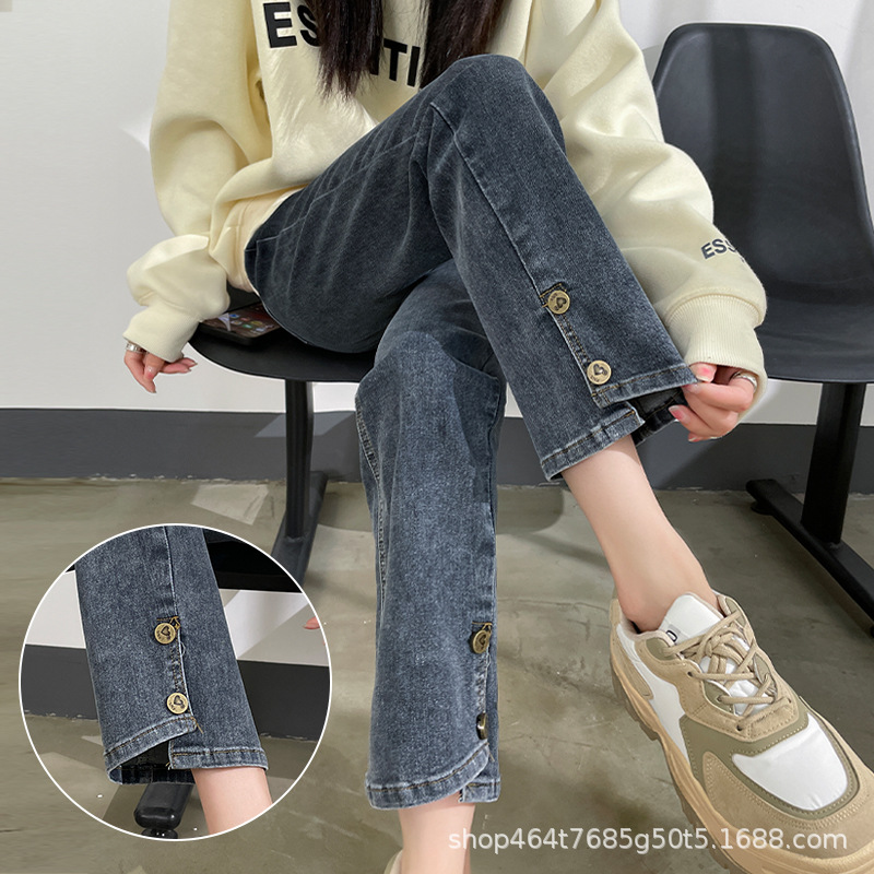 Tmall quality ~ in stock stretch maternity jeans spring and autumn straight pipe pants autumn cropped [1 piece delivery]]