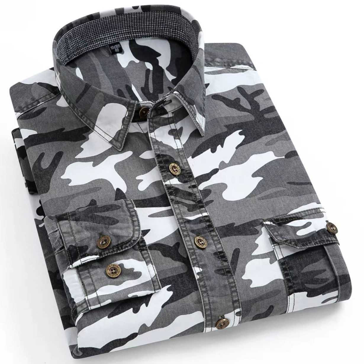 Frühling und Herbst, reine Baumwolle Camouflage Shirt, langärmlige Outdoor Casual bedruckte Arbeitskleidung, Hemdjacke, Herren_voghion.com