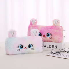 Cross-border cute cat appearance large capacity zipper plush pen bag cartoon creative simple student change storage bag
