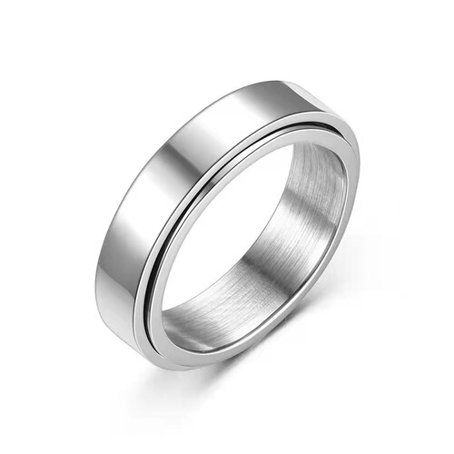 Cross-border supply titanium steel smooth rotatable engraving ring stainless steel couple ring foreign trade jewelry wholesale