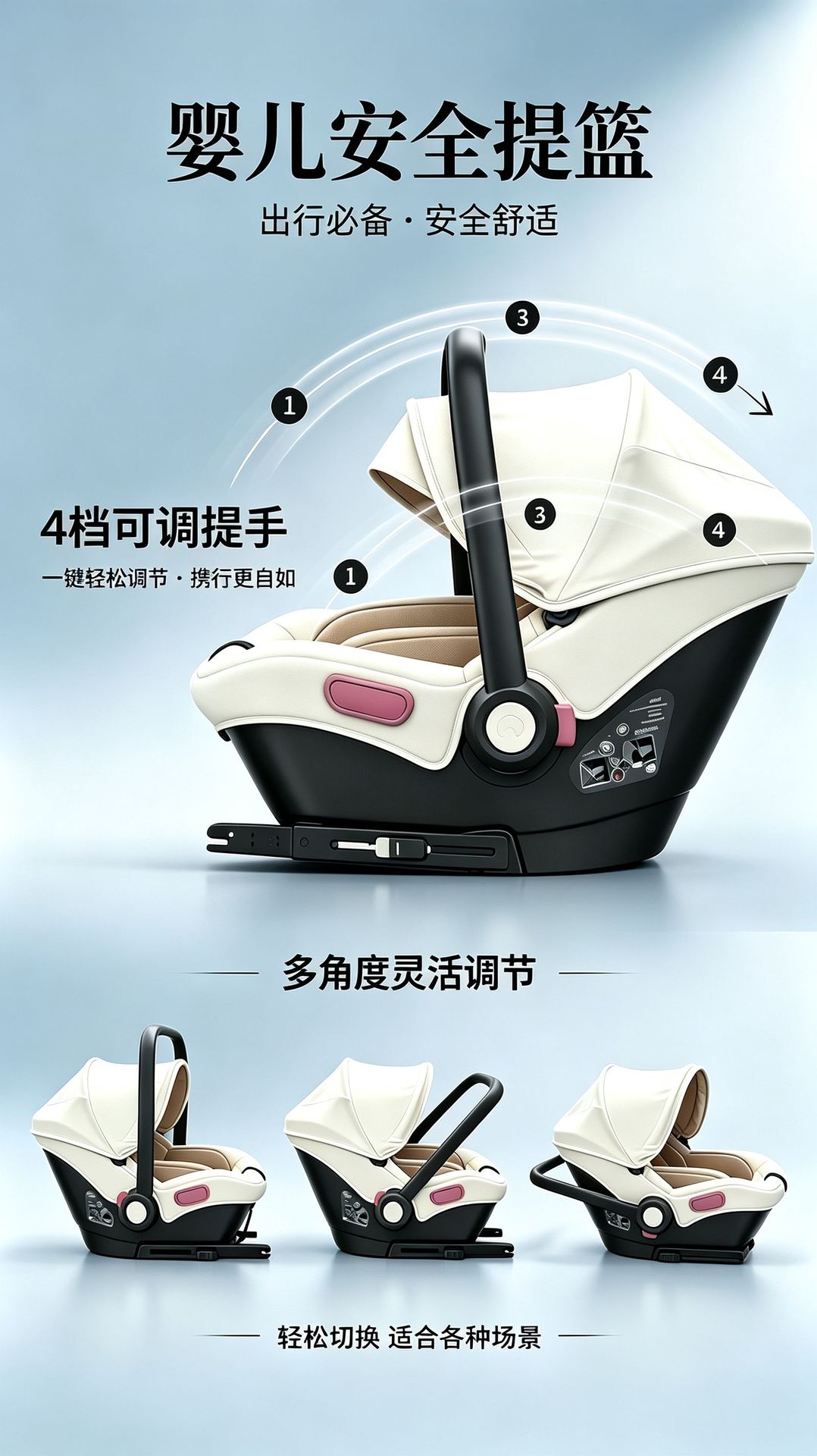 Cross-Border Child Car Safety Seat, Basket-Style Portable One-Touch Installation Baby Seat with Isofix Interface
