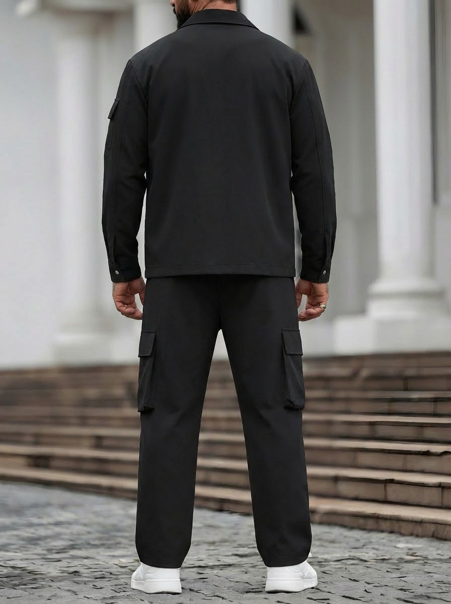 Monochrom Herren Workwear Jacken Set Für Frühling Und Herbst_voghion.com