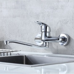 Laundry basin cold and hot water high bend faucet, wall outlet cold and hot kitchen faucet, balcony wall-mounted sink faucet