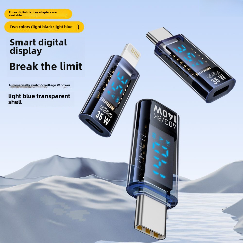Suitable for Apple 15 fast charging data digital display screen conversion adapter lighting female to TYPE-C male