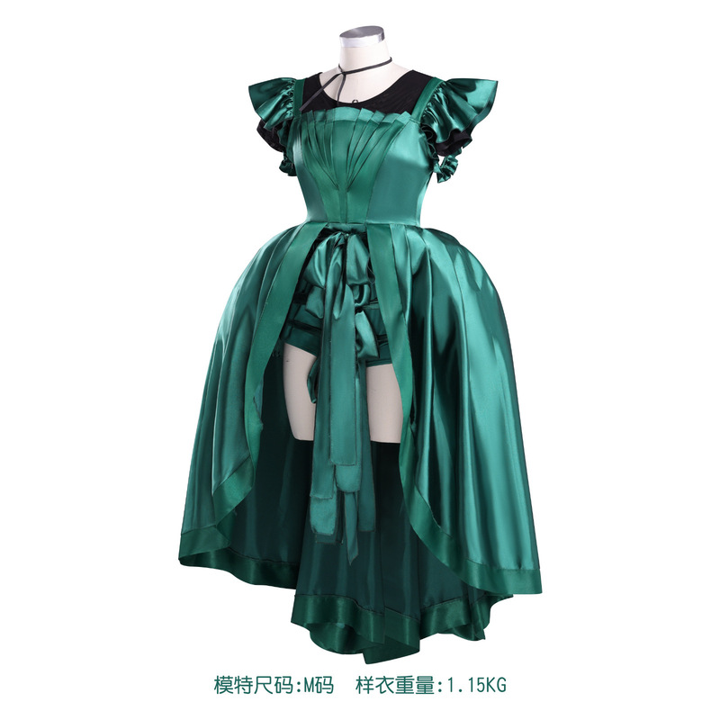 成人儿童亚当斯一家cos星期三艾格尼丝绿色礼服裙cos美剧cosplay|undefined