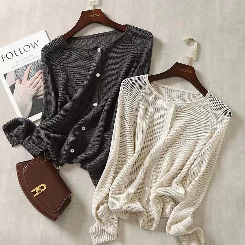 Тонкий вязаный свитер для отдыха, кардиган, защита от солнца