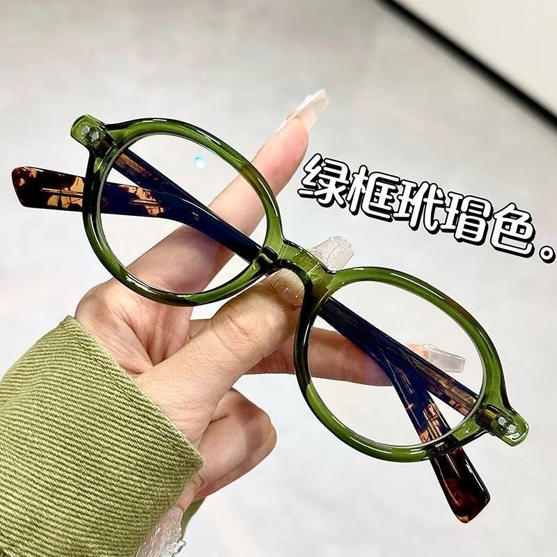 オタクファッション無地老眼鏡女性用べっ甲ラウンドフレームは近視光学フレームと組み合わせることができます抗青色光メガネ卸売|undefined