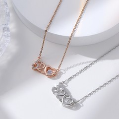 钛钢项链女 ins时尚爱心锆石吊坠浪漫我爱你灵动520跳动的心项链