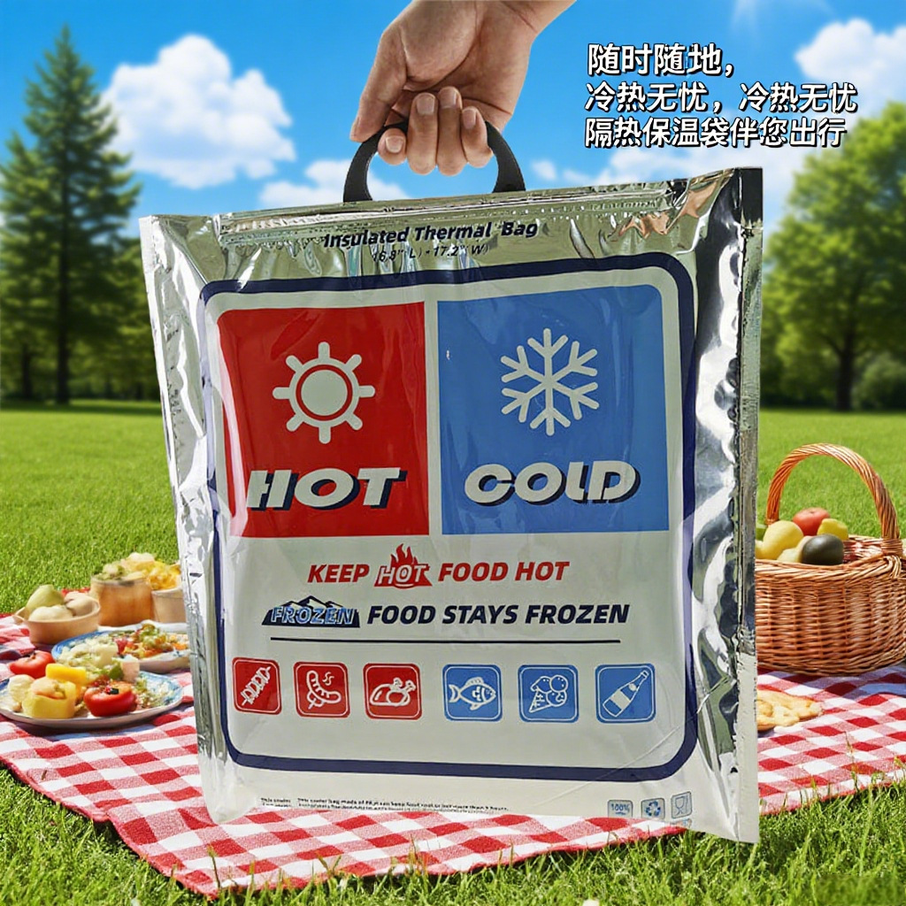 42x43cm现货镀铝珍珠棉手提保温袋印刷铝膜手提购物袋保冷袋冰包