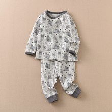 兒童內衣家居服套裝男孩卡通熊雙層暖棉長袖保暖秋衣出口日本睡衣