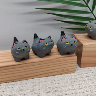 Деревянная фигурка кошки ручная резьба