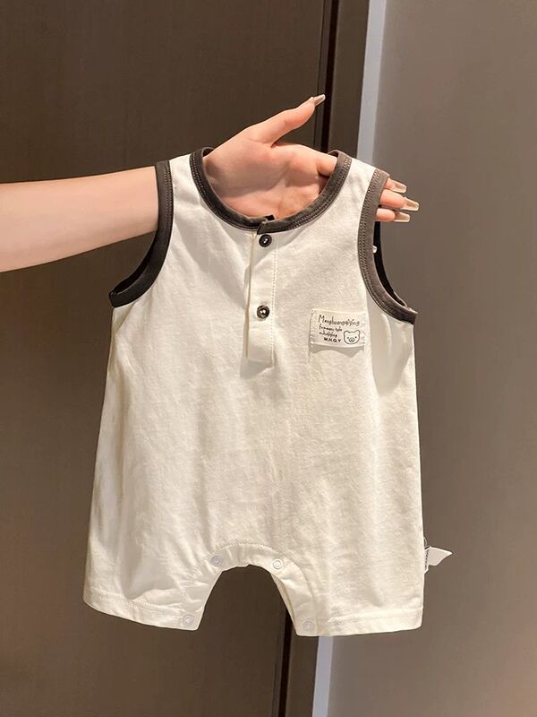 Infant Clothing 2025 Summer New Korean Style Baby Sleeveless Romper Vest Jumpsuit Crawling Suit Infant Clothing 2025 Summer New Korean Style Baby Sleeveless Romper Vest Jumpsuit Crawling Suit