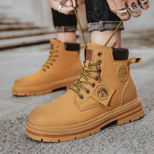 2025 Spring New Casual Martin Boots Men's Durable and Wear-Resistant High-Top Baita Work Shoes Fashionable Men's Rhubarb Boots