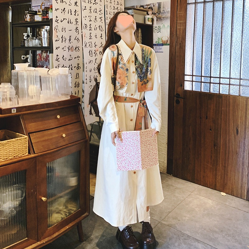 Printed Shirt Dress for Women, New Spring and Autumn Style, Fashionable, Retro, Elegant and Classy