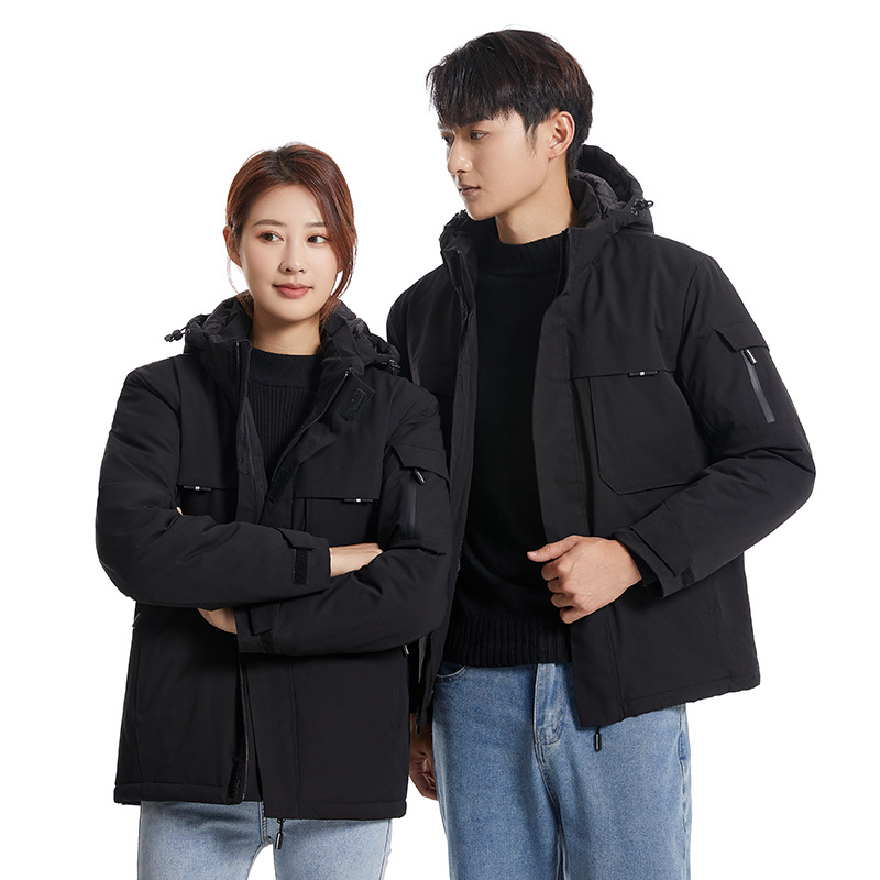 Ropa para hombre, nueva ropa de algodón calefactora para hombre, ropa calefactora eléctrica inteligente con USB, ropa de trabajo de longitud media, abrigo de algodón, chaqueta para pareja de mujer_voghion.com