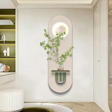 玄关装饰画客厅走廊过道挂画立体水培绿植壁灯壁画实木雕刻