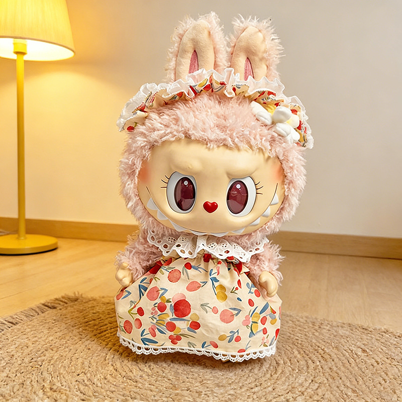 Ropa de muñeca de peluche de vinilo Labubu de 38cm para ropa de muñeca La Bu Time to Chill