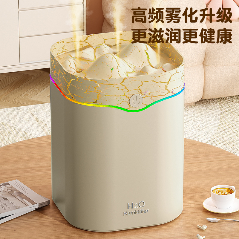 2025新款大雾量三喷加湿器 usb家用2L大容量床头氛围灯房间加湿器|undefined