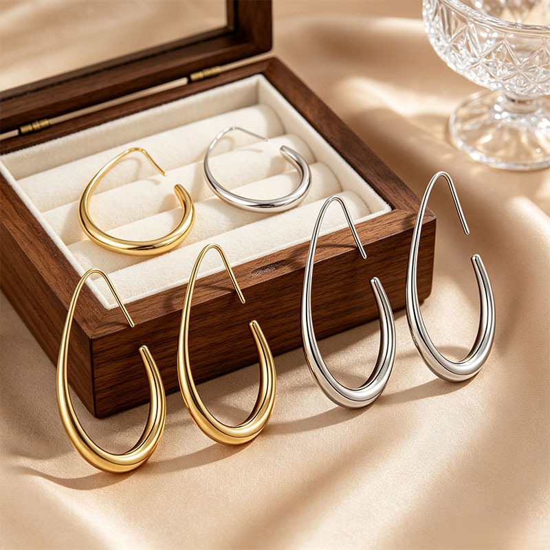 (Cross-border trading), quality big fashionable universal earrings stainless steel drop-shaped