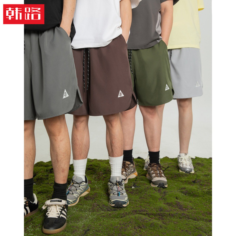 Curved Hem Outdoor Sports Shorts Summer Style Beach Shorts Trendy Brand Loose Texture Embroidered Casual Five-Point Shorts Curved Hem Outdoor Sports Shorts Summer Style Beach Shorts Trendy Brand Loose Texture Embroidered Casual Five-Point Shorts