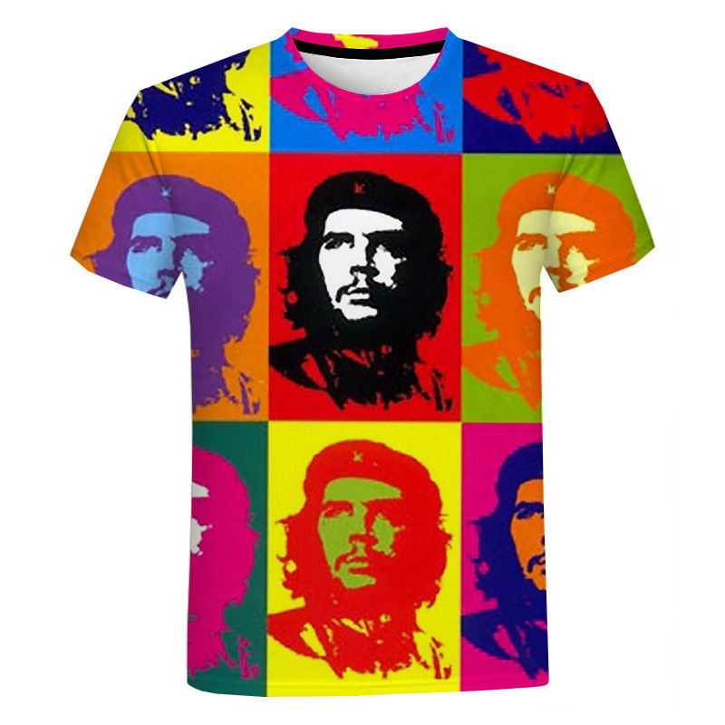 Cross-border Spring and Summer Explosions 3D Printing Short-sleeved Argentina Che Guevara Printing Trend Men's T-shirt Top 2023