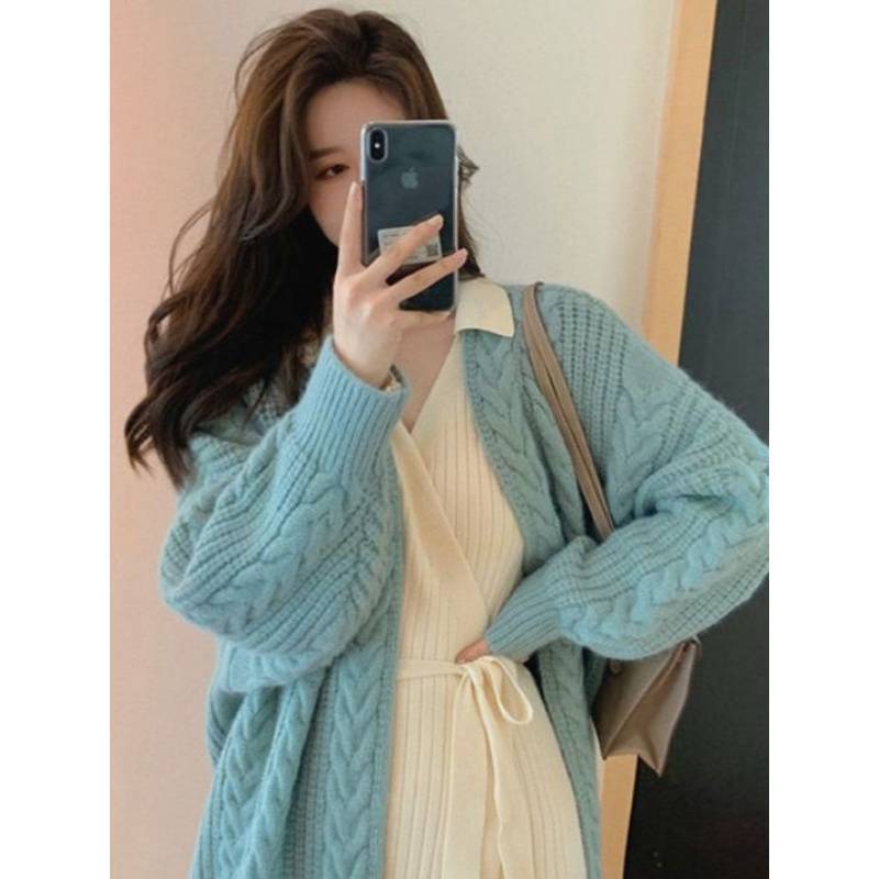 (2개) 출산 의류 가을과 겨울 세트 패션 2024 새로운 카디건 스웨터 이른 가을 작은 임산부 원피스 겨울