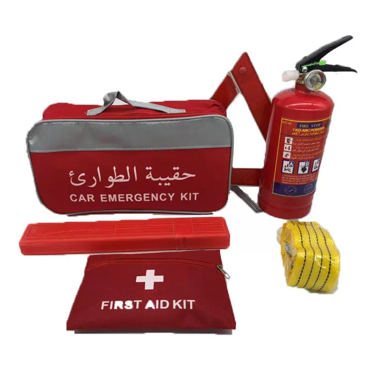 跨境外贸中东汽车应急工具包 车载英文应急包 英文灭火器多功能急