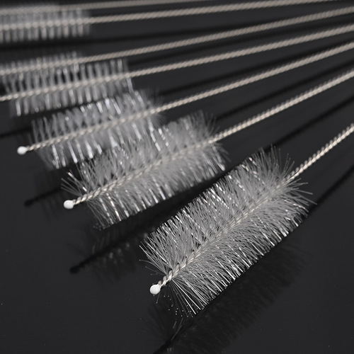 Nylon Bristle Brush Set of 10, Stainless Steel Test Tube Brush Kit, Multi-Purpose Tool Brush, Sipper Brush