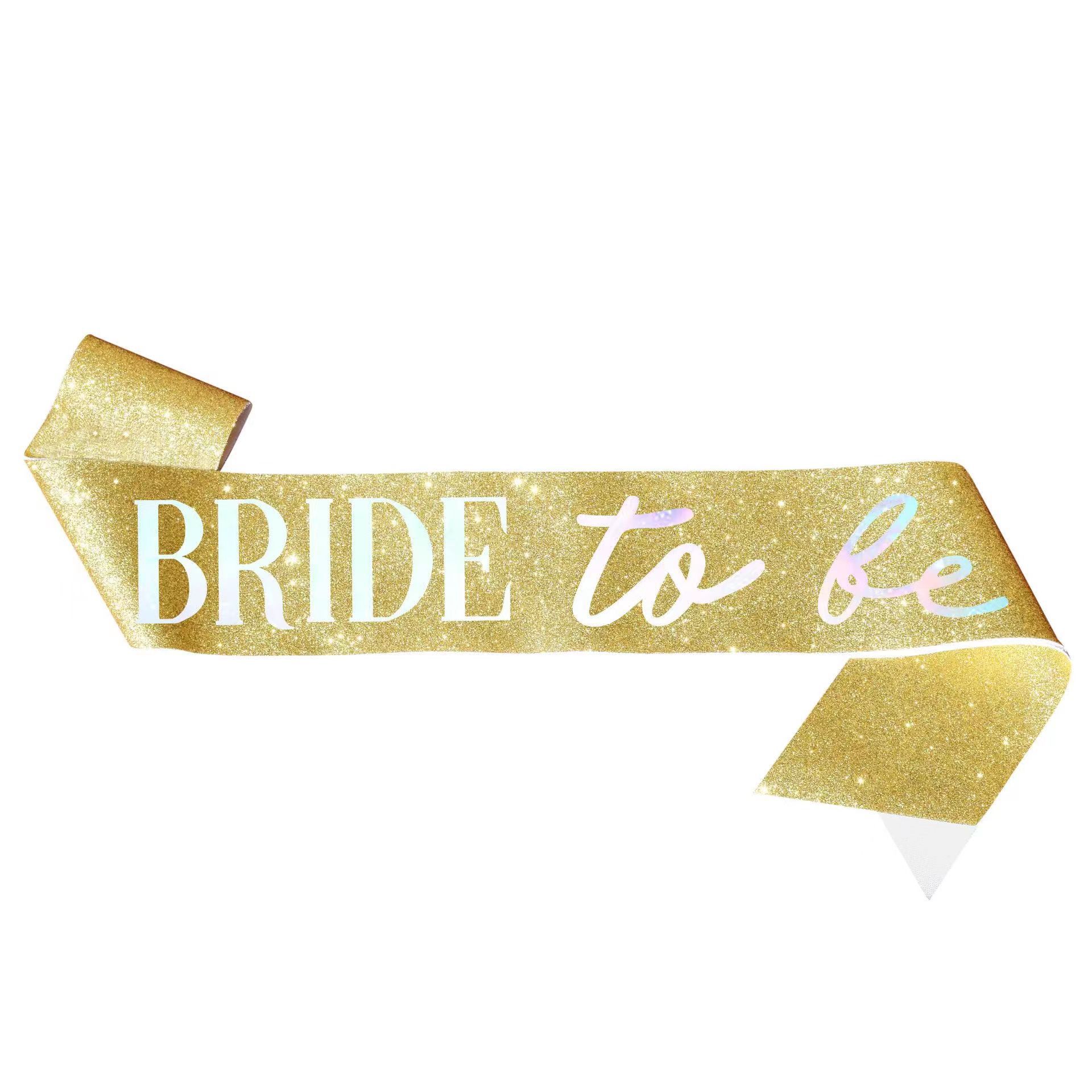 Diadema con cinta de etiqueta con estampado de despedida de soltera, juego de tirantes de flores de oro rosa