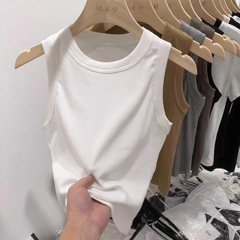 Boys and Girls Summer Solid Color Sleeveless Ribbed Modal Vest for Outerwear, Suitable for Older Children as a Base Layer or Inner Wear