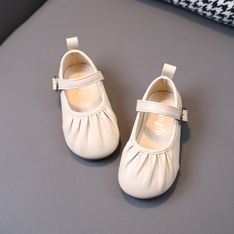 Sapatinhos infantis femininos de couro, antiderrapantes, com sola macia, estilo princesa, tendência para primavera e outono, para meninas de 1 a 6 anos._voghion.com