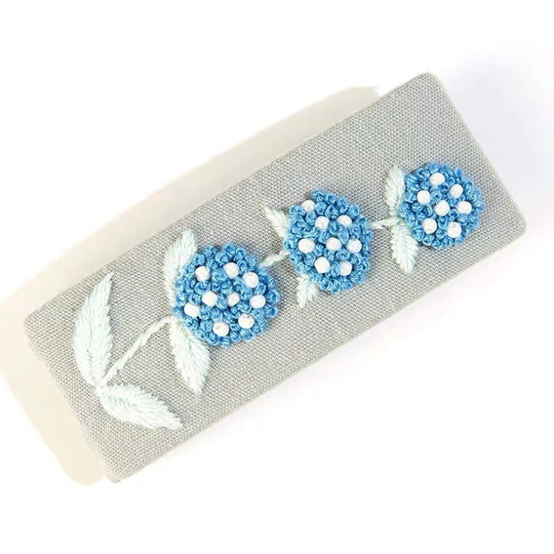 Lu bordado brocas de cabello paquete de material DIY brocas de cabello rotas hechas a mano brocas de boca de pato niñas lindas brocas de cabello retro bordadas creativas