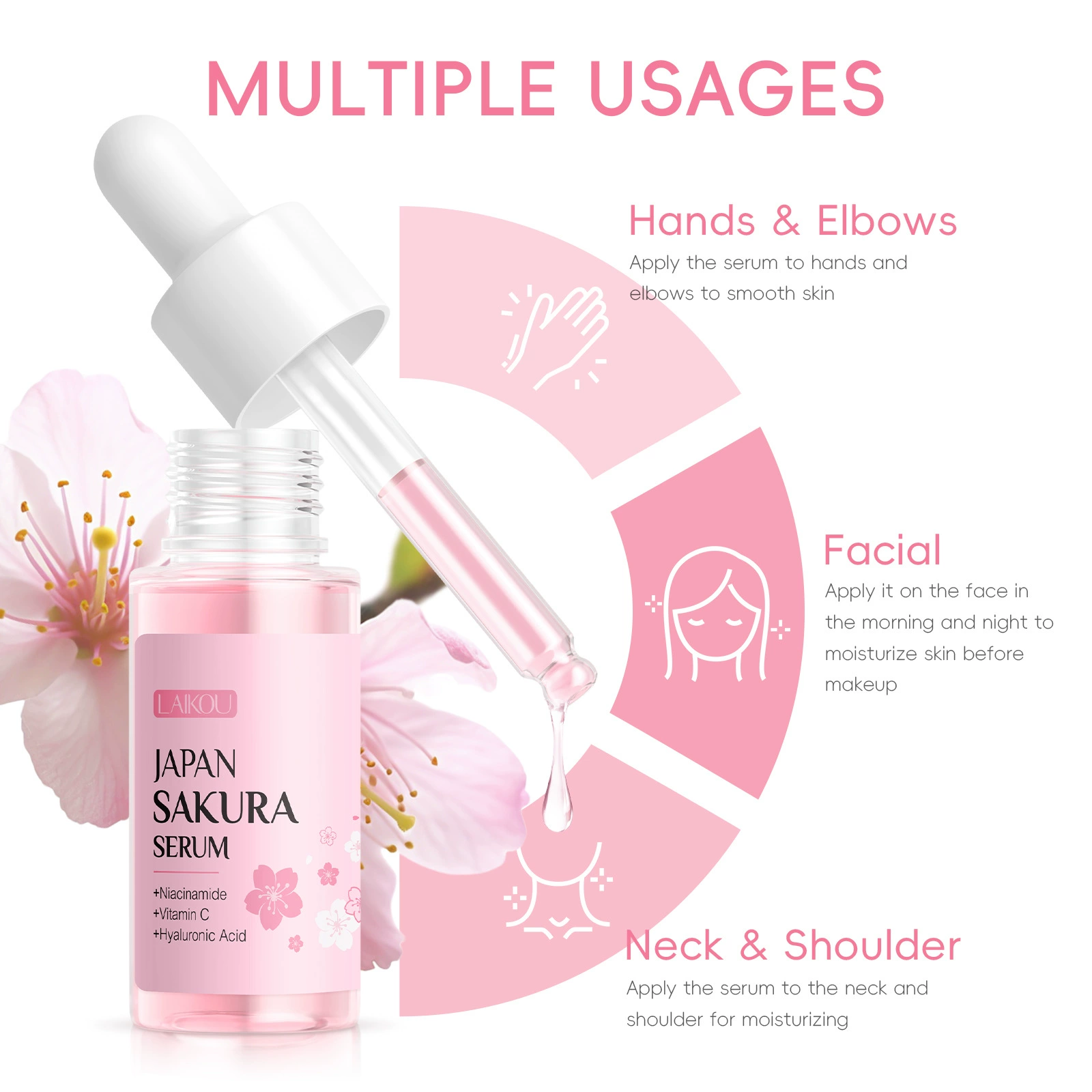 Cross-border Laike Cherry Blossom Essence 17mltemu Edition имеет цветную коробку Facial serum full English qualifications