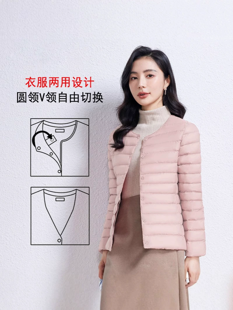 Новый осенне-зимний легкий пуховик с v-образным вырезом, женский короткий теплый жилет с длинными рукавами и круглым вырезом большого размера, внутренний и внешний теплый жилет