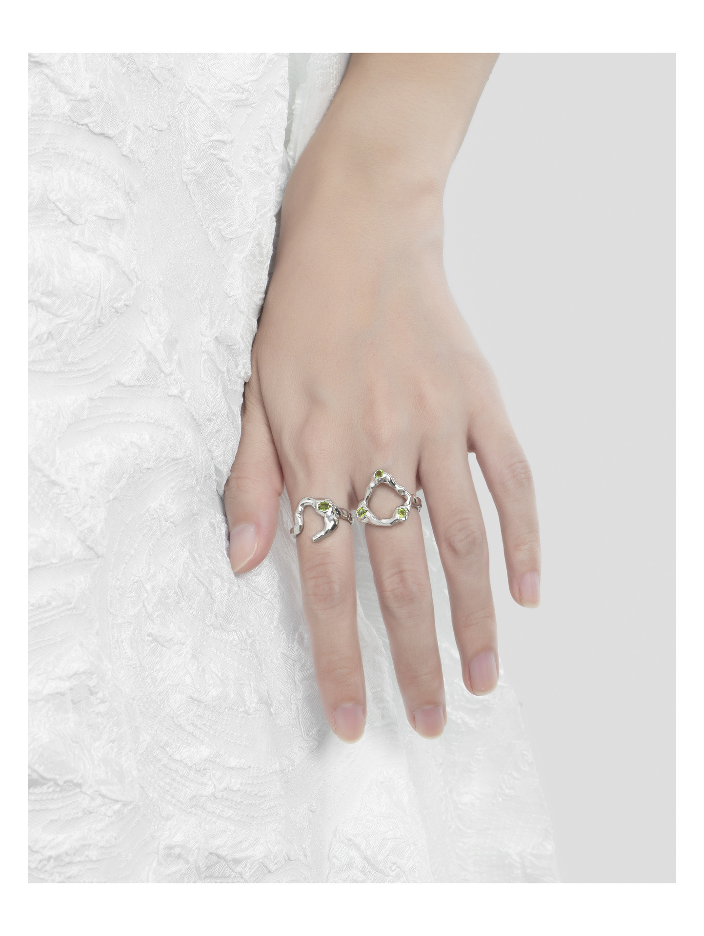 INS Style Geometric Copper Plating Zircon Rings 1 Piece