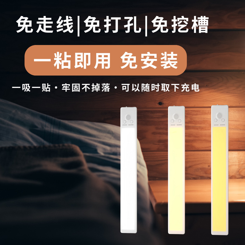 Popular Led Magnetic Sensor Light That Turns on When Someone Approaches, Human Body Sensor Bedside Lamp, Bedroom Cabinet Ambient Light, Night Light