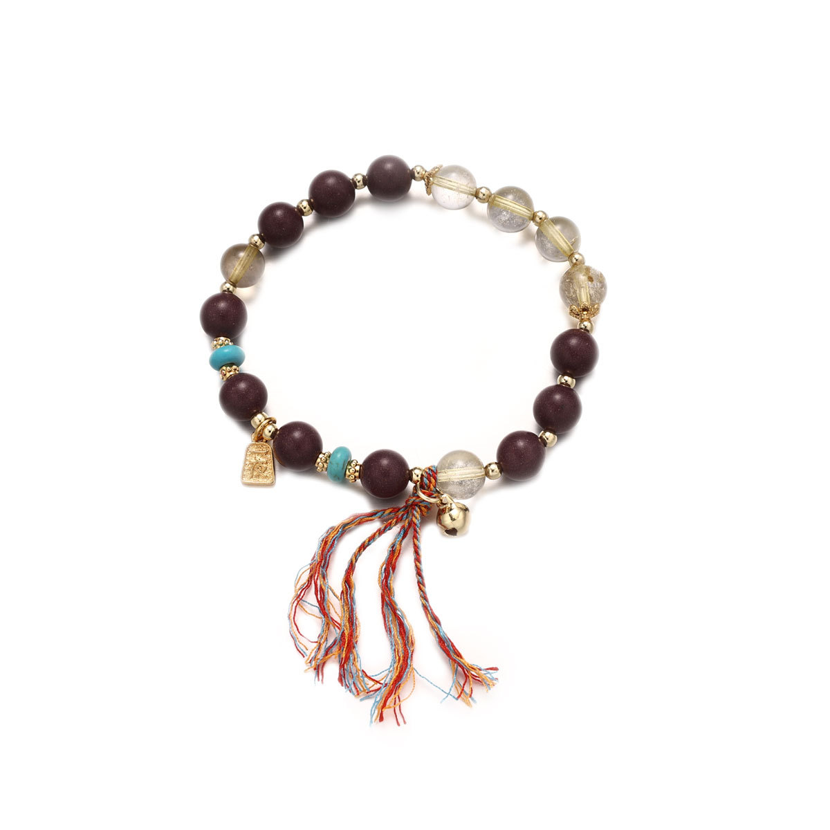 China estilo retro piedra de pino amarillo cristal ágata perlas de piedra natural ágata cuentas pulseras pulseras