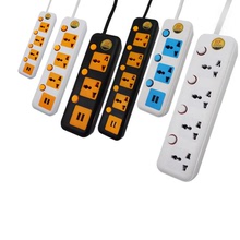 多位多用孔帶開關USB銅線ABS材質帶線插板彩色插座獨立開關有電涌