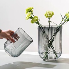 北欧简约玻璃花瓶创意U型几何客厅插花摆件欧式现代简约装饰摆设