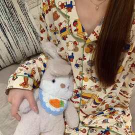 可爱卡通凯蒂猫印花睡衣女春秋季新款长袖HelloKitty少女家居服