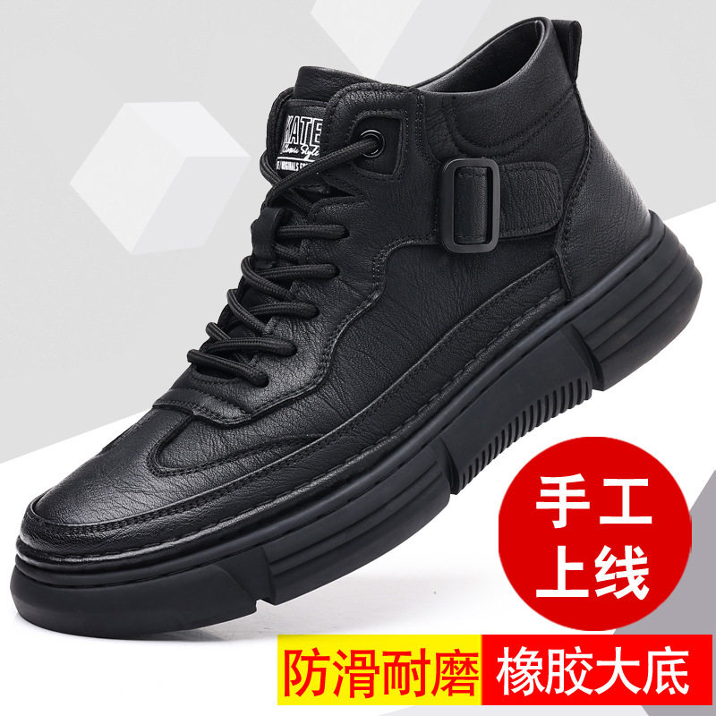 Bốt Martin nam cao cổ lót nhung đế mềm, giày cổ cao dây buộc phong cách thể thao thường ngày — 88129 bông màu xám, 88129 bông đen, Màu xám bình thường 88129, Mẫu bình thường màu đen 88129