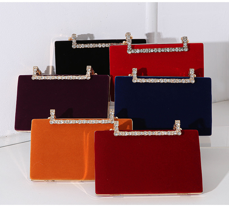 300g Weight Velvet Solid Color Square Evening Bags
