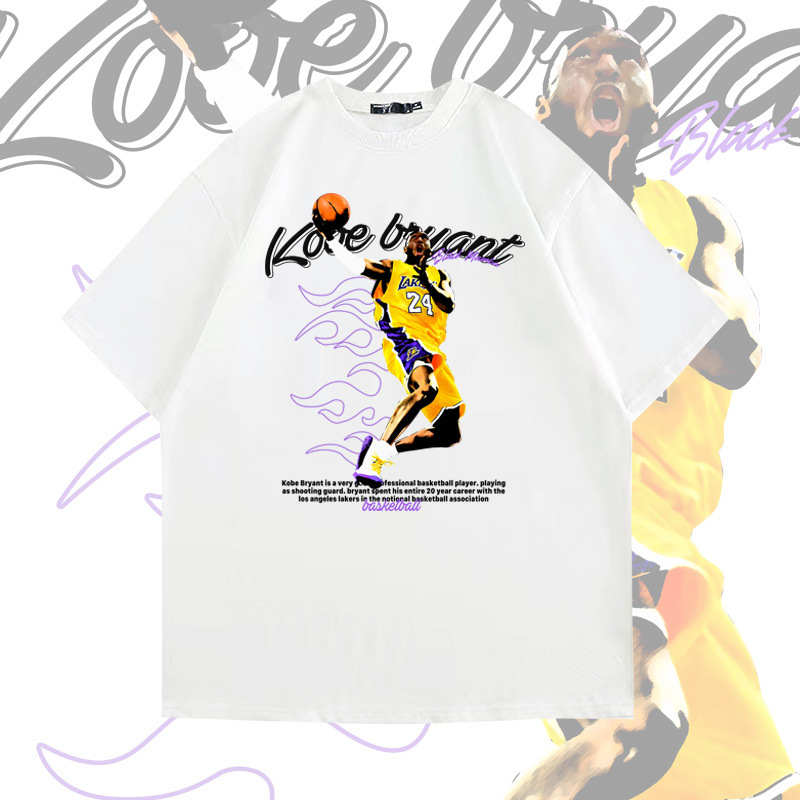 All-Star Commemorative Kobe Basketball Stars Pure Cotton Short-sleeved T-shirt Men's Summer Trendy Brand Loose Shoulder Shoulder Half-sleeved Top