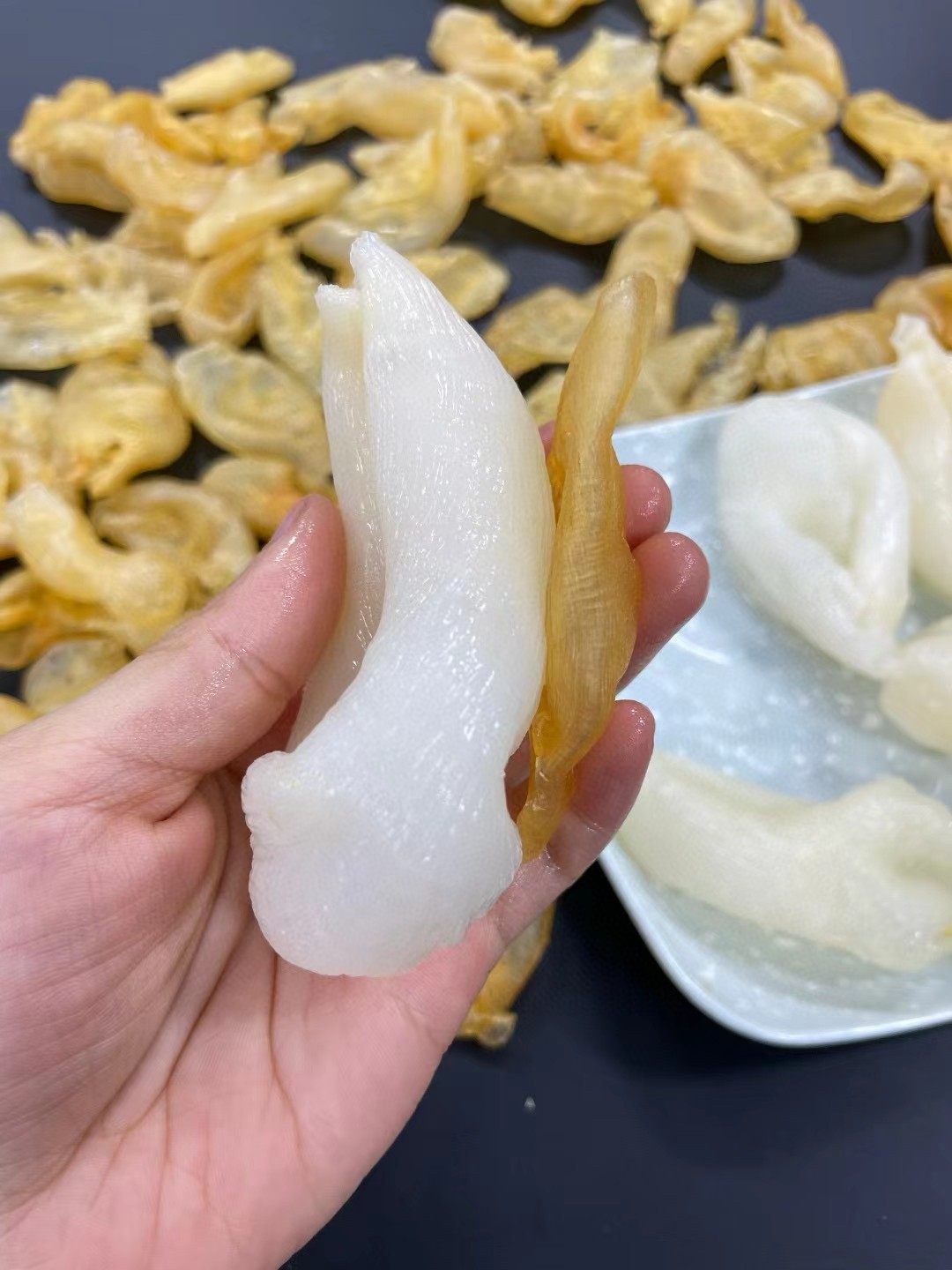 Pearl Fish Maw Zhen Zhu Jiao Dried Fish Bladder Thick Cut Collagen Rich Soup Ingredient 500g specifications