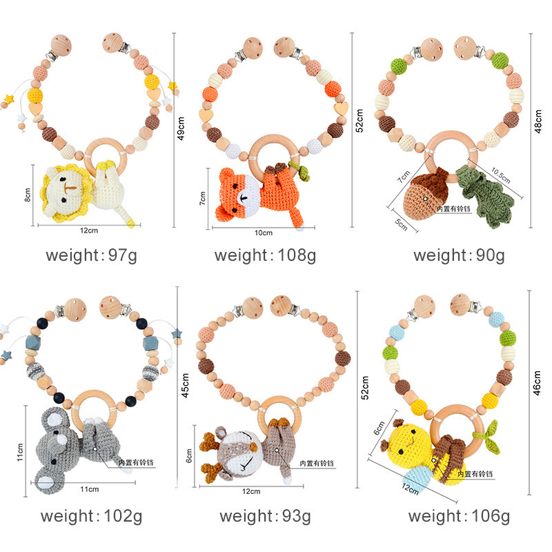 Cross-Border Crochet Animal Rattle Baby Soothing Knitted Doll Stroller Toy Chewable Hanging Pendant Cross-Border Crochet Animal Rattle Baby Soothing Knitted Doll Stroller Toy Chewable Hanging Pendant