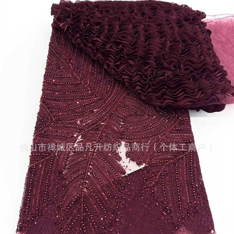Nuevo fabricante de ondas en stock telas bordadas de alta fijación vestido de boda vestido de tela de moda image 6