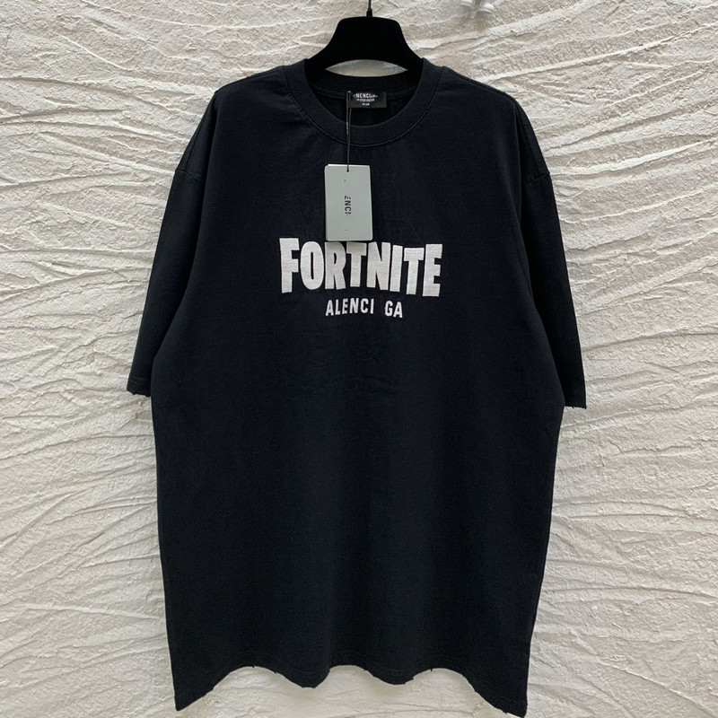 Dujia Version 2022 Summer New Paris B Brand Fortnite Collaboration Letter Embroidery Unisex Short-Sleeve T-Shirt Dujia Version 2022 Summer New Paris B Brand Fortnite Collaboration Letter Embroidery Unisex Short-Sleeve T-Shirt